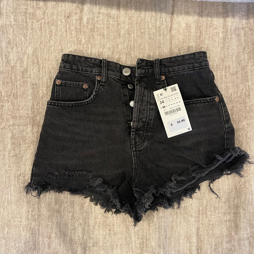 Zara black denim shorts